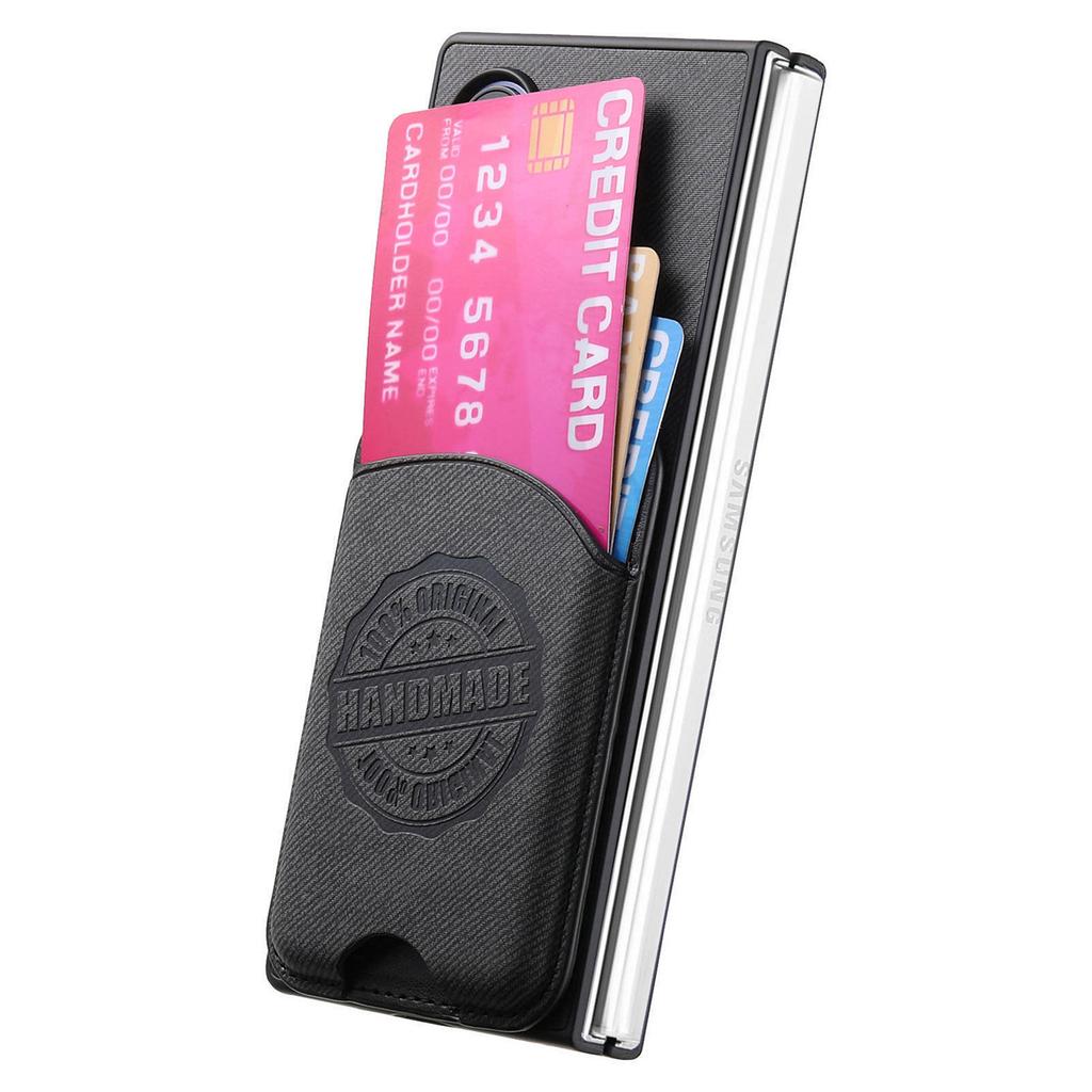 For Honor Magic V3 5G Case Compatible with MagSafe Denim Texture Leather Back Cover with Card Bag