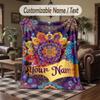 Mandala Art Cover Theme Throw Blanket Custom Name Text Personalized Blanket Soft Cozy Blanket for Home Sofa Bed