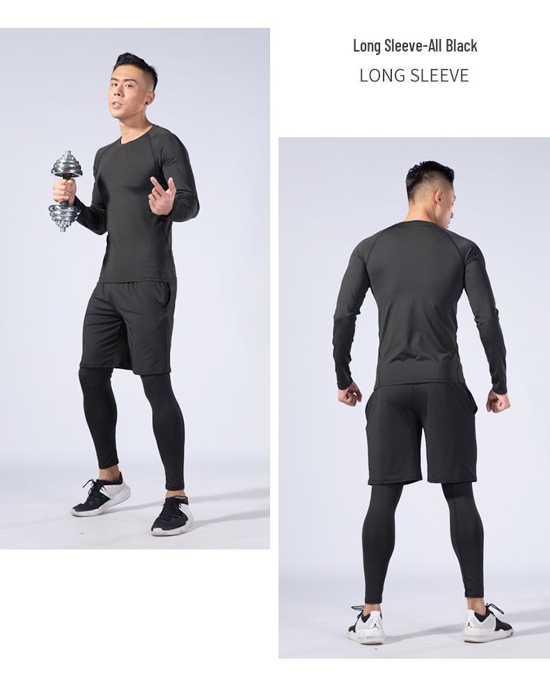Pánská rychleschnoucí sada s dlouhým rukávem, vysoce elastická, na fitness a jógu pro podzim/zimu