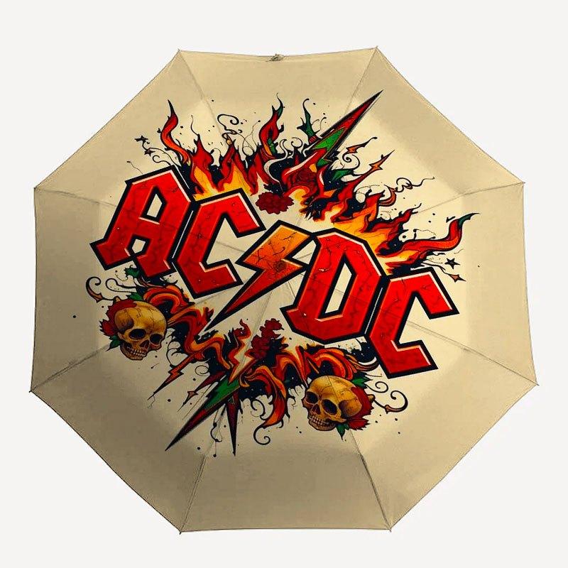 1 шт. Зонт-трость ACDC Band 1 с автоматическим открытием и закрытием, удобная трехскладная конструкция, 8 железных спиц - подходит для ежедневного использования на улице и в путешествиях
