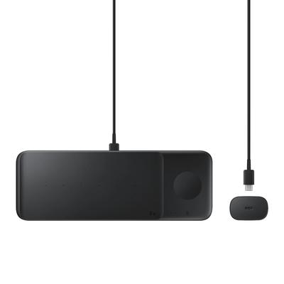 TRIO Charging Station for Galaxy Watch Phones TWS Headphones USBC Cable Black