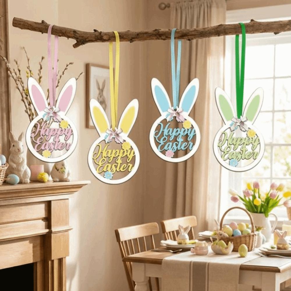 Mit Schleifen Schnur Osterbaum Dekoration Flacher Hase Hängende Ornamente Osterhase Anhänger Ostergeschenke