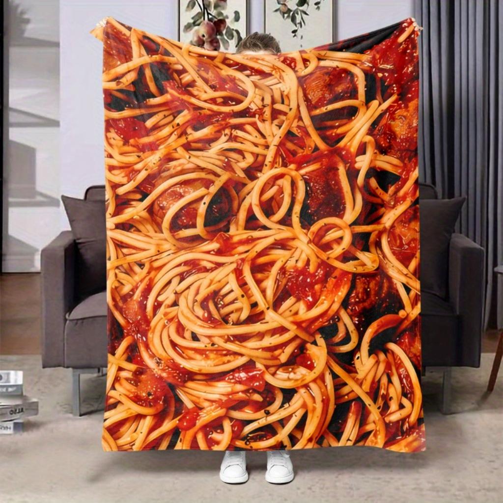 Pasta Pattern Flannel Blanket Soft and Warm Suitable for Sofas Beds and Camping Perfect As a Holiday Gift for Boys and Gir