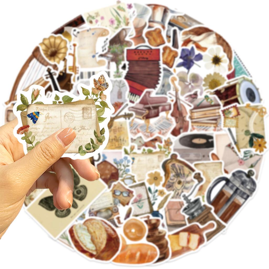 50pcs Vintage Cartoon Things Stickers Aesthetic Decals for DIY Skateboard Scrapbook Laptop Suitcase Guitar - Toy Decoration