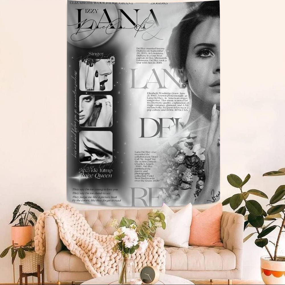 Singer LLana DDel RRey Printed Large Wall Tapestry Hanging Tarot Hippie Wall Rugs Dorm Home Decor
