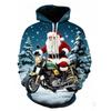 Santa Claus Riding Motorcycle Hoodies 3D Print Men Women Long Sleeve Hooded Sweatshirts Oversized Y2k Pullover Man Tops Clothing