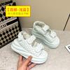2025 summer new Xiaoxiangfeng Velcro platform sandals women's solid color sports wind flat bottom beach cool slippers women