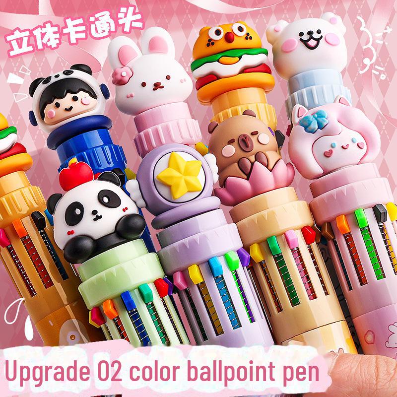 Kuličkové pero Kaba Bear Multi-Color Ten-in-One - Roztomilý kreslený design pro kreativní studenty