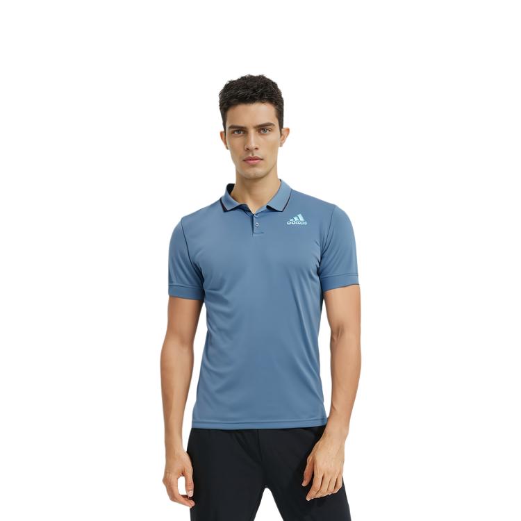 Adidas Polo Shirts Men's Blue Polo Collar Moderate Straight Fit HB9137