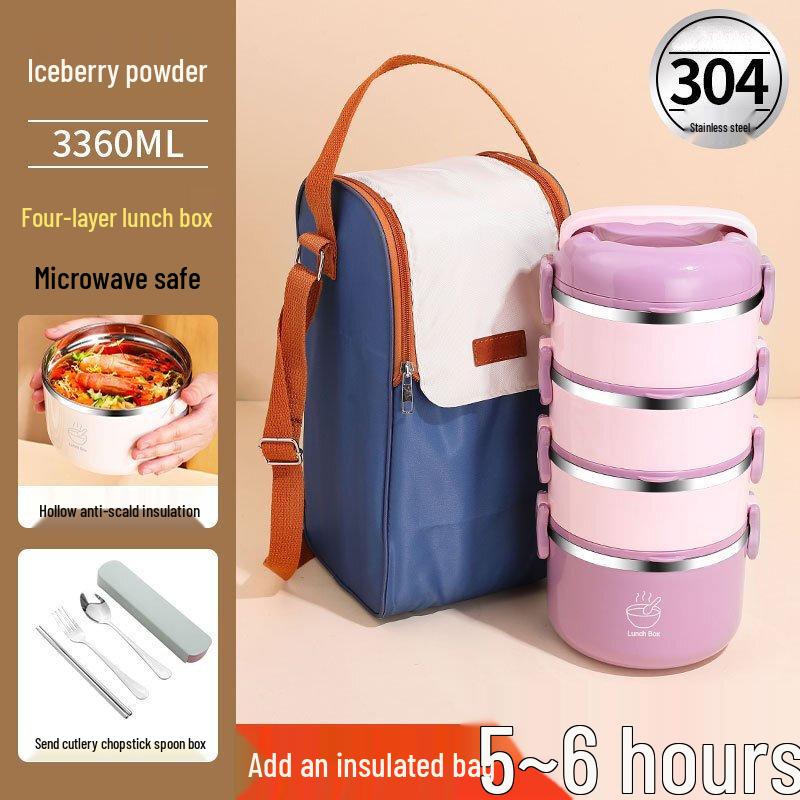 ZISIZ 304 Stainless Steel 4-Layer Insulated Lunch Box