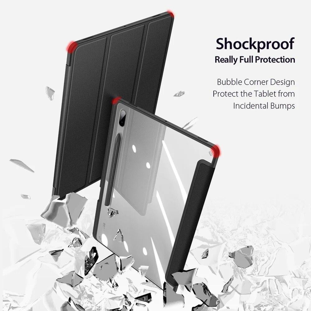 For Samsung Galaxy Tab S8 Ultra 14.6 S7/S8 11 S7/S8 Plus S7 FE 12.4 Tablet Case Transparent Back Tablet Cover with Pencil Holder