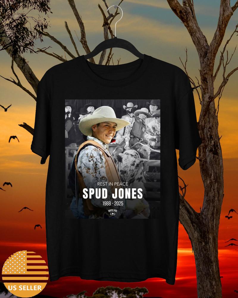 Rest In Peace Spud Jones Black Cotton T Shirt Full Size S-5XL Unisex T-Shirt S
