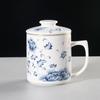 Chinese Ceramic Teacup with Lid Tea Spacer Cup Office Meeting Brewing Cup with Filter Tea Water Separation Cup