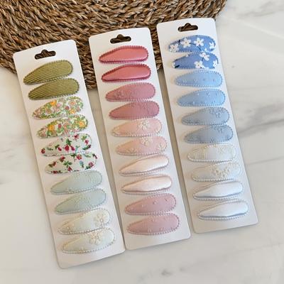 10 Stück/Los Haaraccessoires Mädchen Haarnadel Druck Uni Blumen Karomuster Haarspange Süß Puder Haargriff Neu Kinder Kopfschmuck