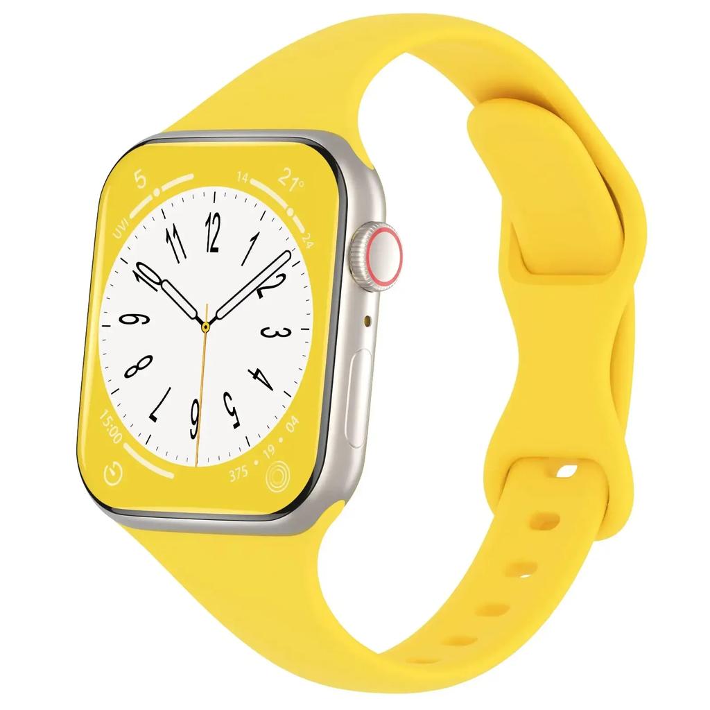 Dünnes Silikonarmband für Apple Watch 40 mm 44 mm 45 mm 41 mm 38 mm 42 mm, einfarbiges Armband für IWatch Serie 1 2 3 4 5 6 SE 7