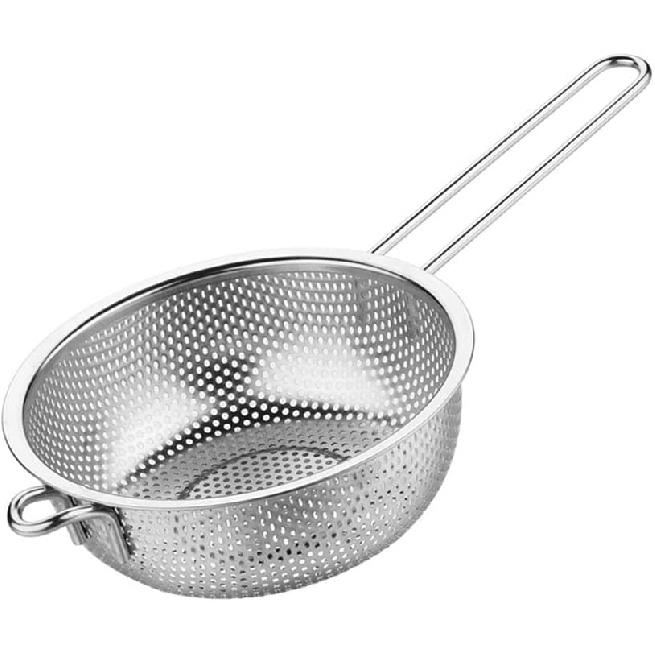 Edelstahl-Abtropfsiebkorb mit Griff Feinmaschiges Sieb zum Waschen von Obst, Gemüse und Pasta Hochbelastbares Abtropfwerkzeug für den Küchengebrauch