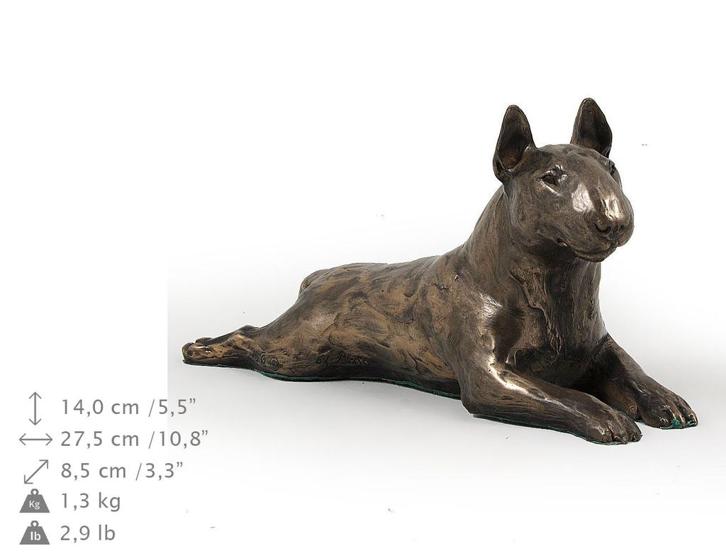 Bull Terrier, Bully IV - Dog Figurine, Statue On White Marble, Trophy for Art-Dog Dog Show Exhibition