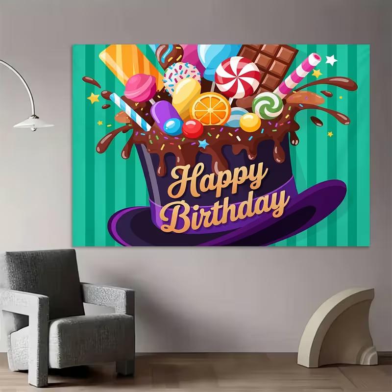 2D Sweet Lollipop & Chocolate Background for Candy Themed Birthday Photoshoot
