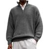 Men's Half Zip Knit Polo Sweater Stand Collar Long Sleeve Casual Pullover