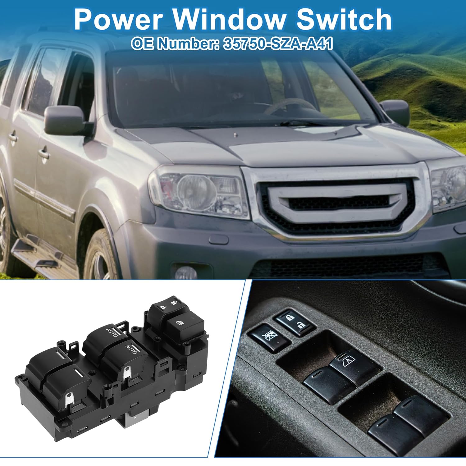 Power Window Switch for Honda Pilot 2012-2015 35750-SZA-A41 Window Control Switch Black