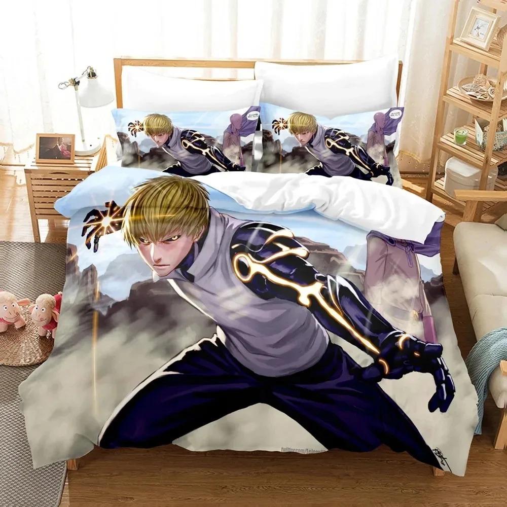 3D Print Anime One Punch Man Bedding Set Double Twin King Duvet Cover Comforter Pillowcase Boys Girls Adults Bedroom