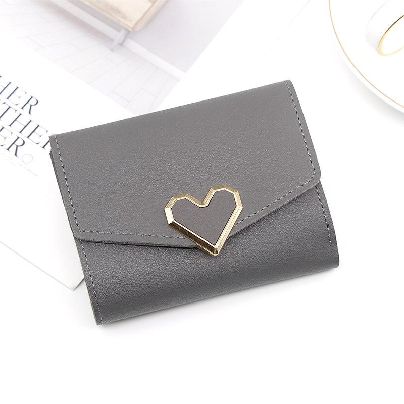Heart-Shaped Tri-Fold Metal Wallet - Elegant & Versatile Women's Accessory