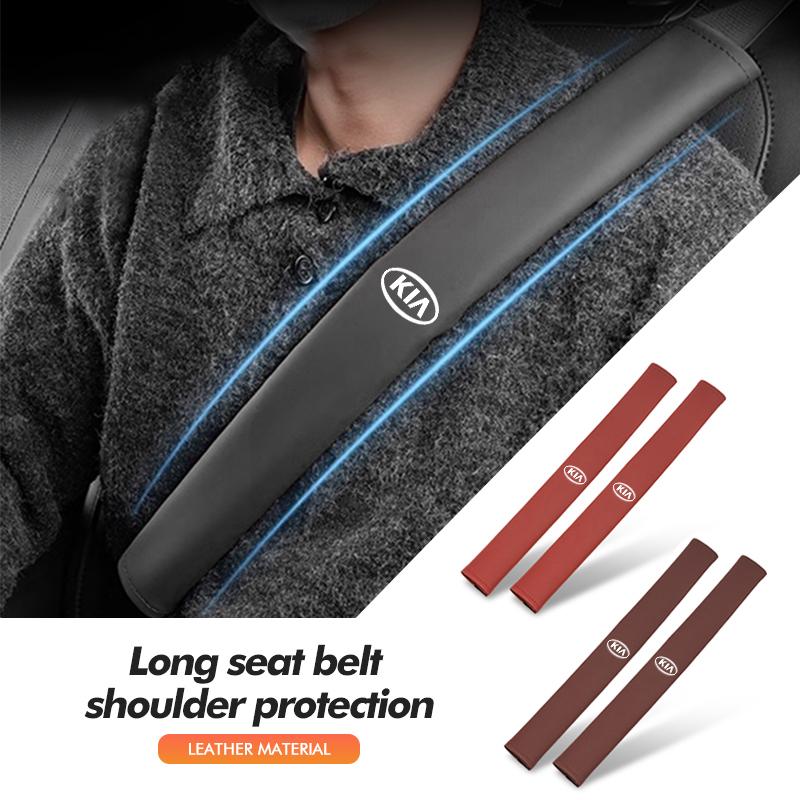 For KIA Car Leather Safety Belt Shoulder Cover Breathable Protection Seat Belt Padding Stinger Optima Cerato Soul Venga Forte