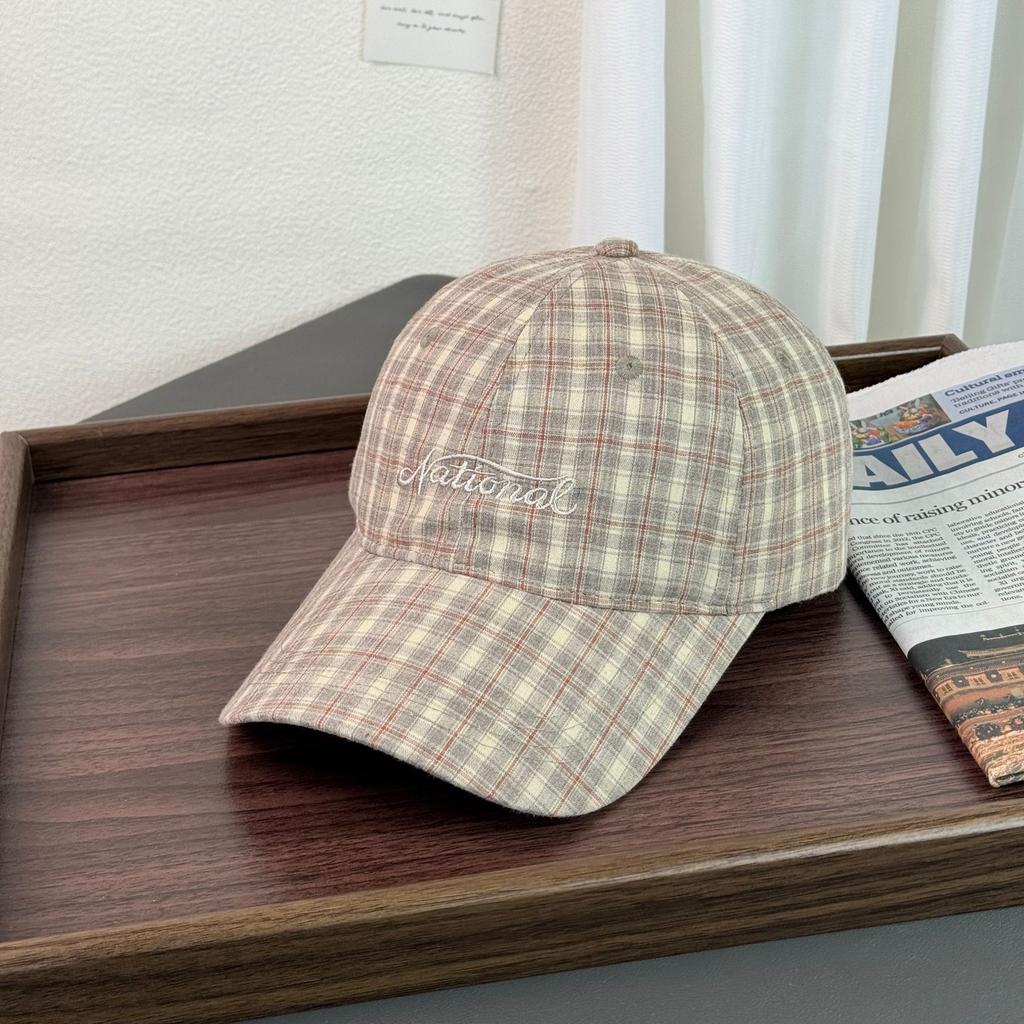 Fashion Hat spring and summer new Korean plaid soft top small baseball cap female couple outdoor mountaineering small cap male