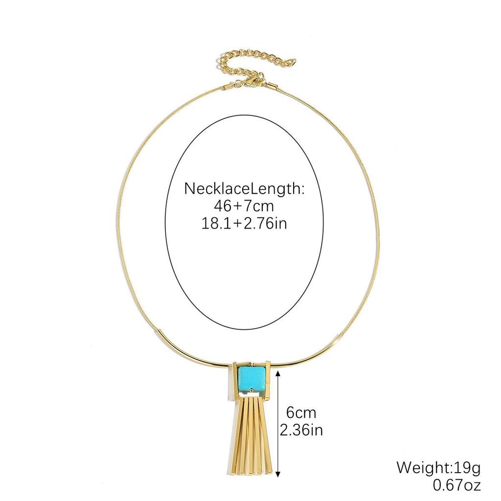 Bohemian Style Green Turquoise Pendant Necklace - High-End Natural Stone Jewelry