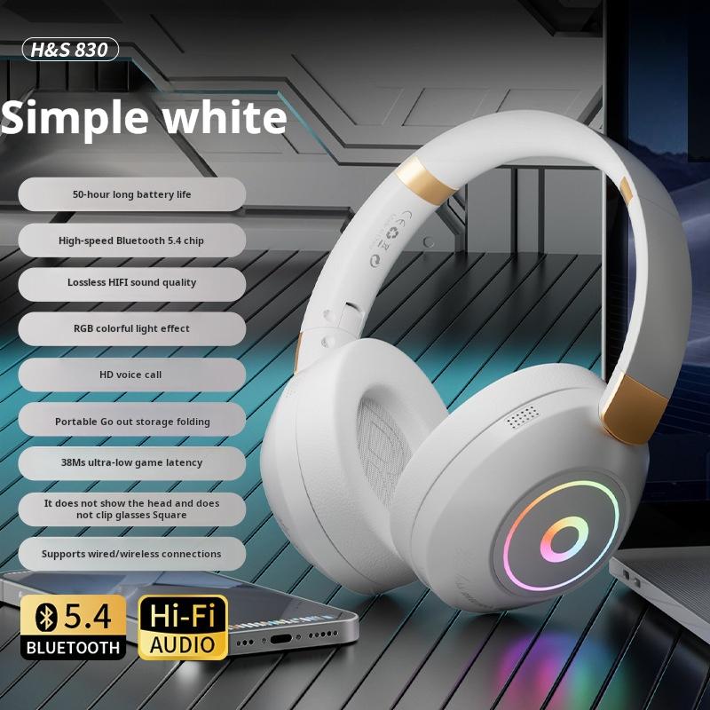 Wireless Bluetooth Headphones Game Headset HIFI Stereo Sound Earbuds with Mic Sport RGB Color Earphone