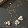 Simple Oil-Infused Flower Earrings And Necklace Set - Casual Jewelry Set For Women
