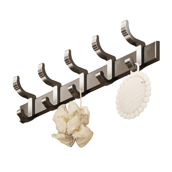 Towel Rack Foldable Wall Mounted Space Aluminum Towel Rail with Hooks Black Matte Finish Durable Rust-Resistant Bathroom Storage Rack I