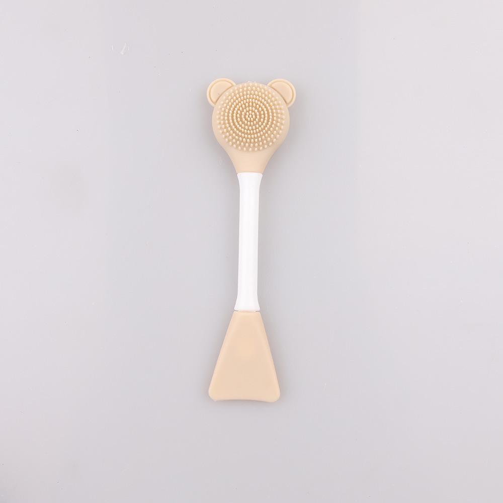 Silicone Bear-Shaped Dual-End Face Mask Brush with Long Handle жёлтый