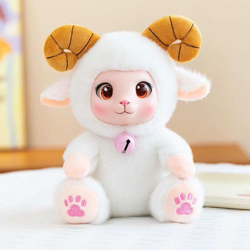 Adorable Enamel Sheep Pendant Plush Toy Keyring