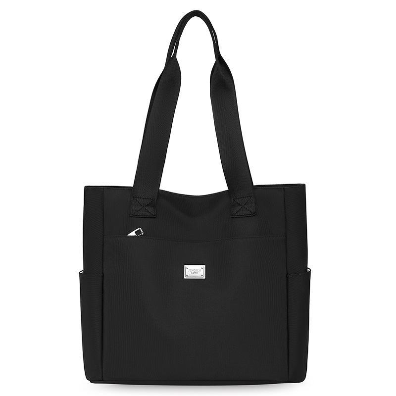 Waterproof Nylon Tote Bag Multiple Pockets Large Capacity For Work School Shopping Daily Use