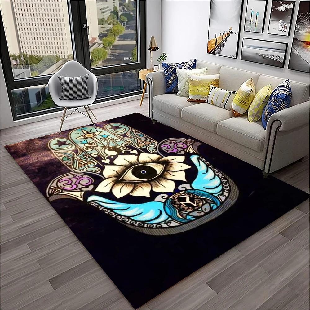 3D Evil Eye Nazar Tree of Life Carpet Rug for Home Living Room Bedroom Sofa Playroom Doormat Decor,Area Rug Non-slip Floor Mat