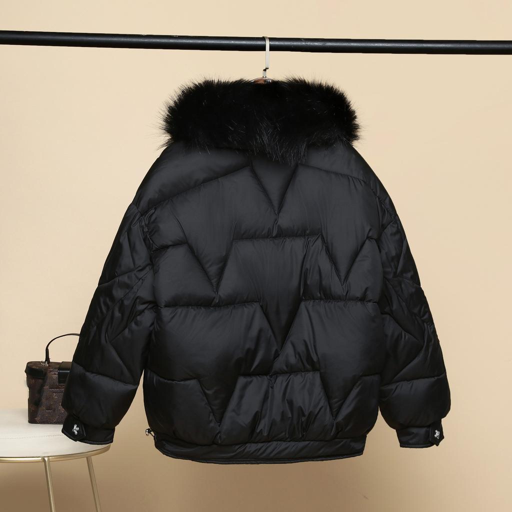Women Winter Faux Fur Collar Loose Jacket Outwear Coat Short Causal Parkas Female