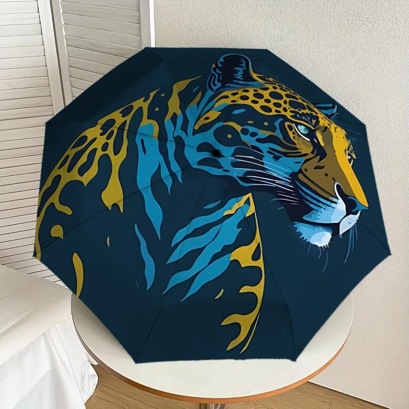 

1pc Tiger Print Automatic Folding Umbrella, Heavy-Duty 8-Rib Construction, Perfect for Everyday yy251114111