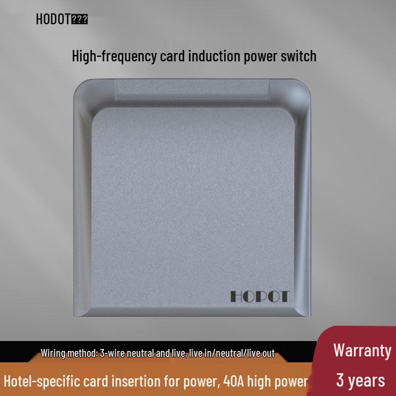 Hotel B&B Inn Card Insertion Power Switch, 40A, 86 Type, Delayed High/Low Frequency Induction Switch Panel
