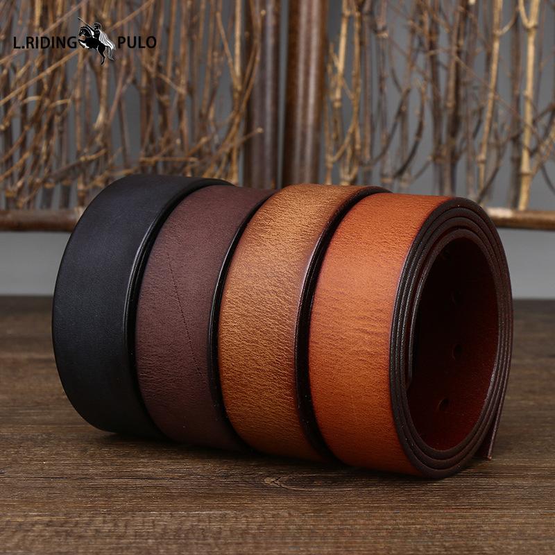 Buckleless Leather Belt for Men, Genuine Leather Pin Buckle, Top Layer Pure Cowhide, Retro Frosted Trendy Belt Strip