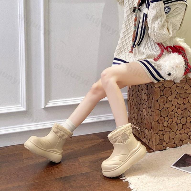 Damen Schneestiefel Winter Neu Plüsch Verdickt Komfort Plateau Baumwollschuhe Outdoor Wasserdicht Rutschfest Höhenverstellbar Warme Schuhe