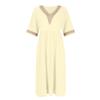 Women's Fashionable Casual Color Short Sleeved Lace V-Neck Waist Cinched Dress