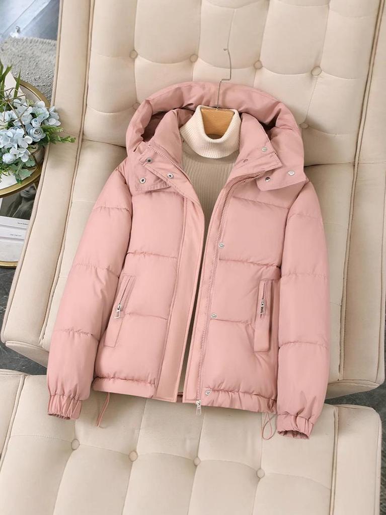 Women's Hooded Down Jacket - Short, Thickened, Trendy Korean Style for Petite Winter 2026