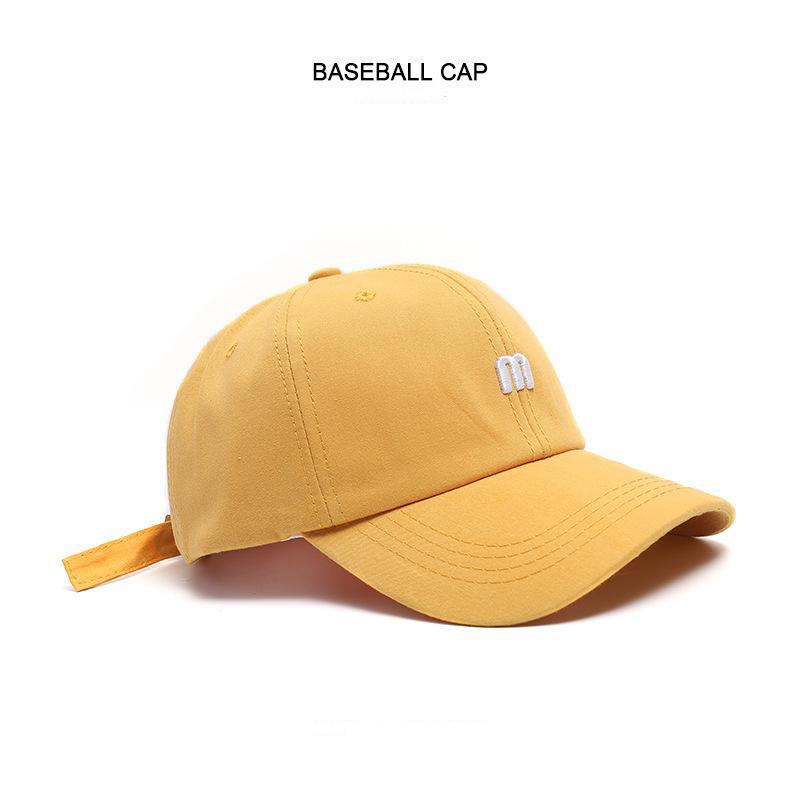 

Hat M Embroidered Peaked Cap Men s and Women s Versatile Bent Cotton Soft Top Sun Hat Stylish Simple Women s Baseball Adjustable жёлтый