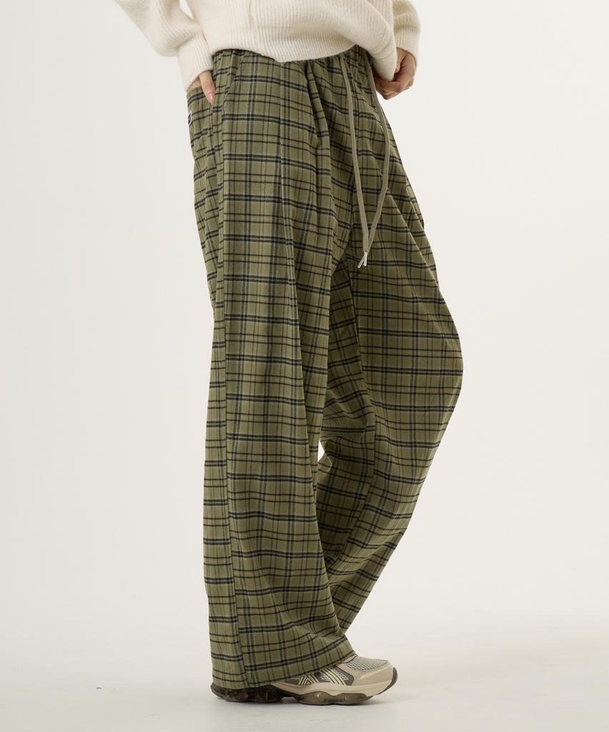 UNKNOWN PLANET Check Elastic Waist Pants Khaki