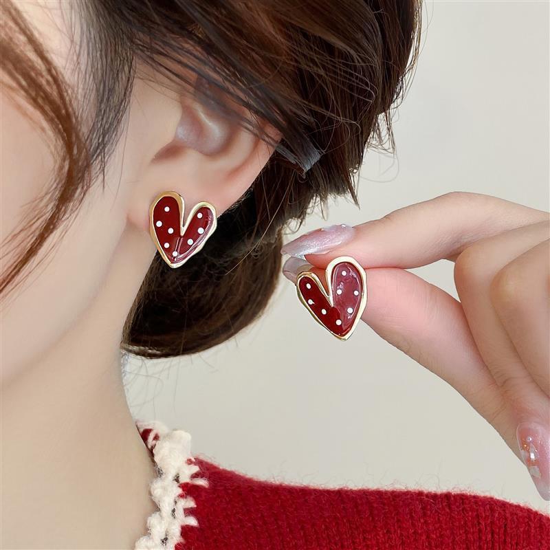 Акола Красный Бант Любовь Круглые Серьги-Подвески Модные Универсальные Серьги-Гвоздики