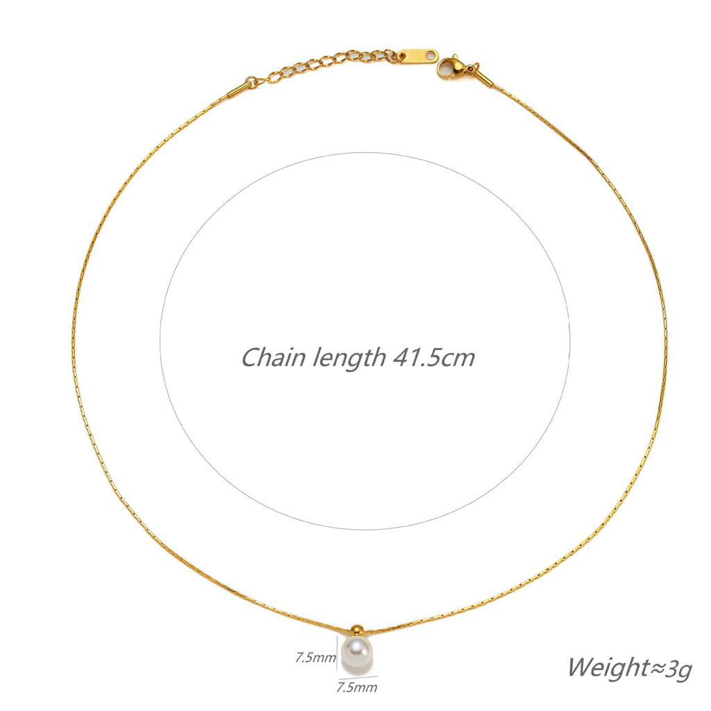 Commuting Fashion Versatile Pearl Necklace Ol Elegant Titanium Steel Necklace Women Do Not Fade