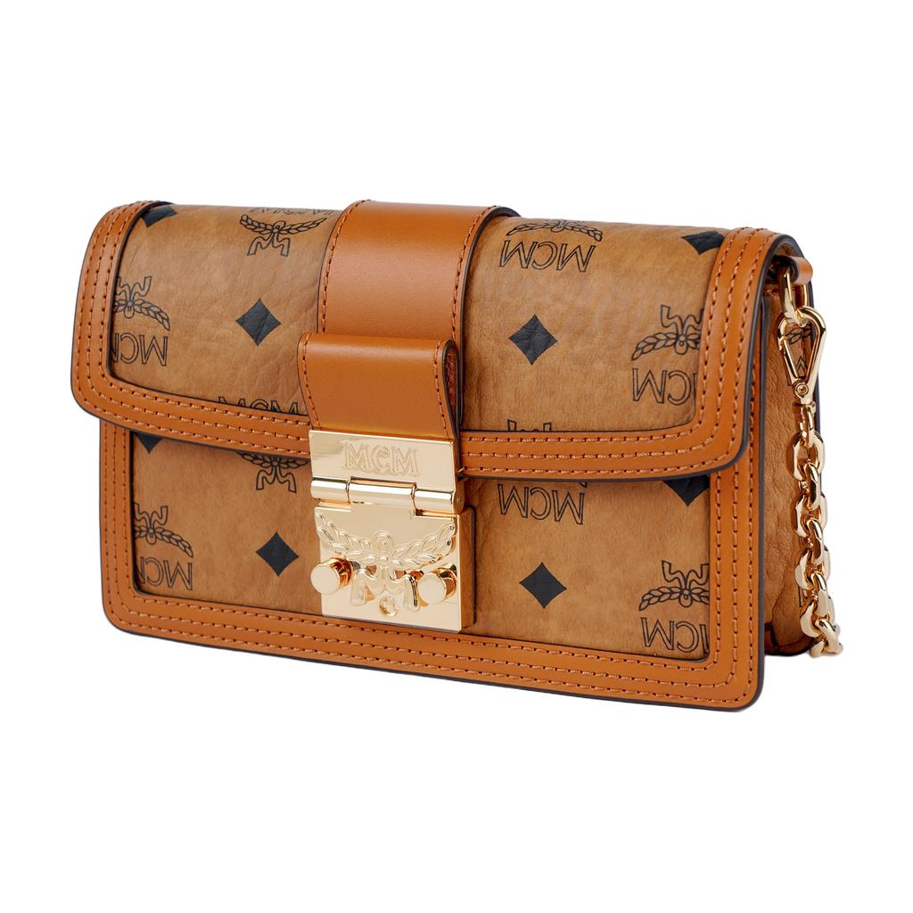 MCM Monogram Chain Shoulder Bag Mini Women Shoulder Bag Brown Cognac MWRBAWO05CO001