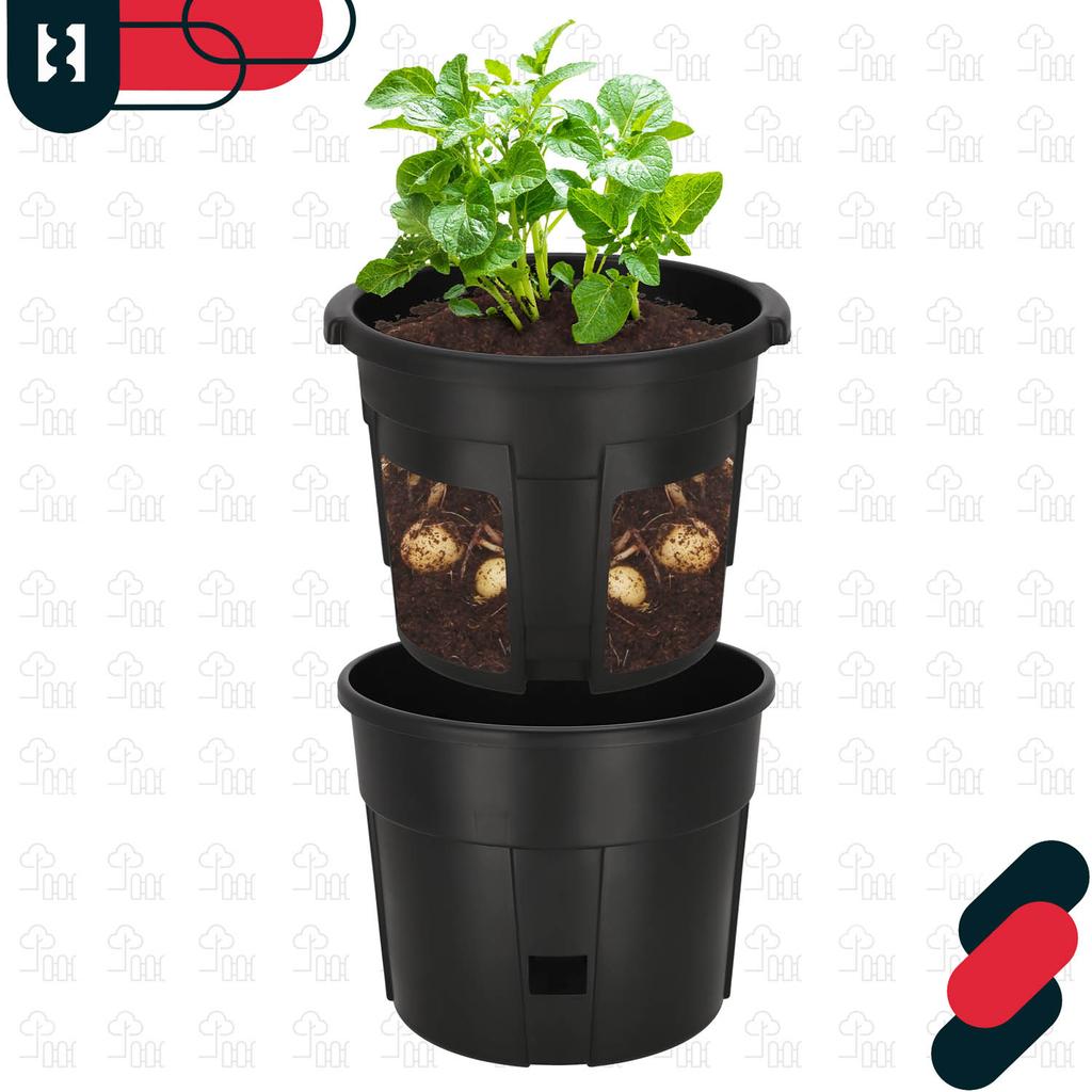 Pot for growing potatoes on the balcony, black, 29.5 cm, set of 3