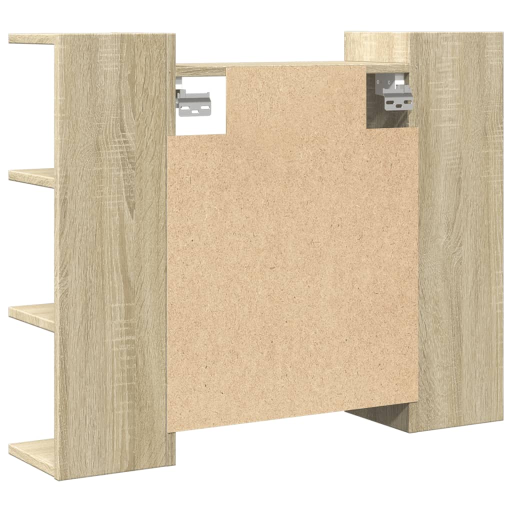 Badezimmer-Spiegelschrank, Badezimmer-Hänge-Badewannenspiegel Mit Ablagefach Hinter Dem Spiegel, 80x20,5x64 Cm Holzwerkstoffplatte